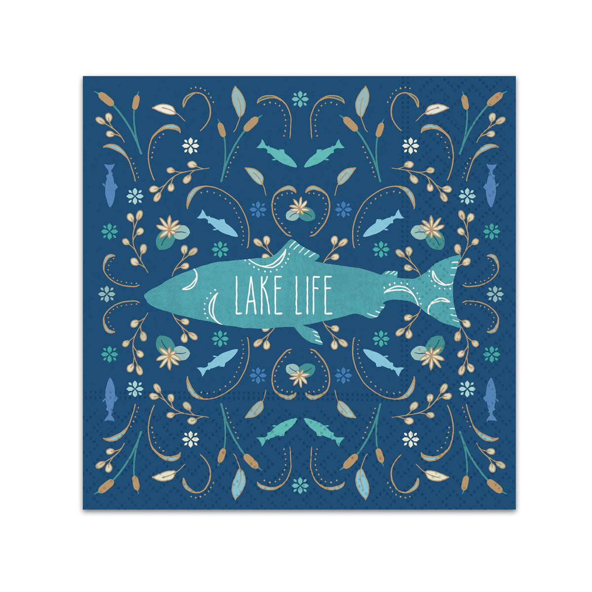 Happy Place Fishing at the Lake Paper Beverage Napkins