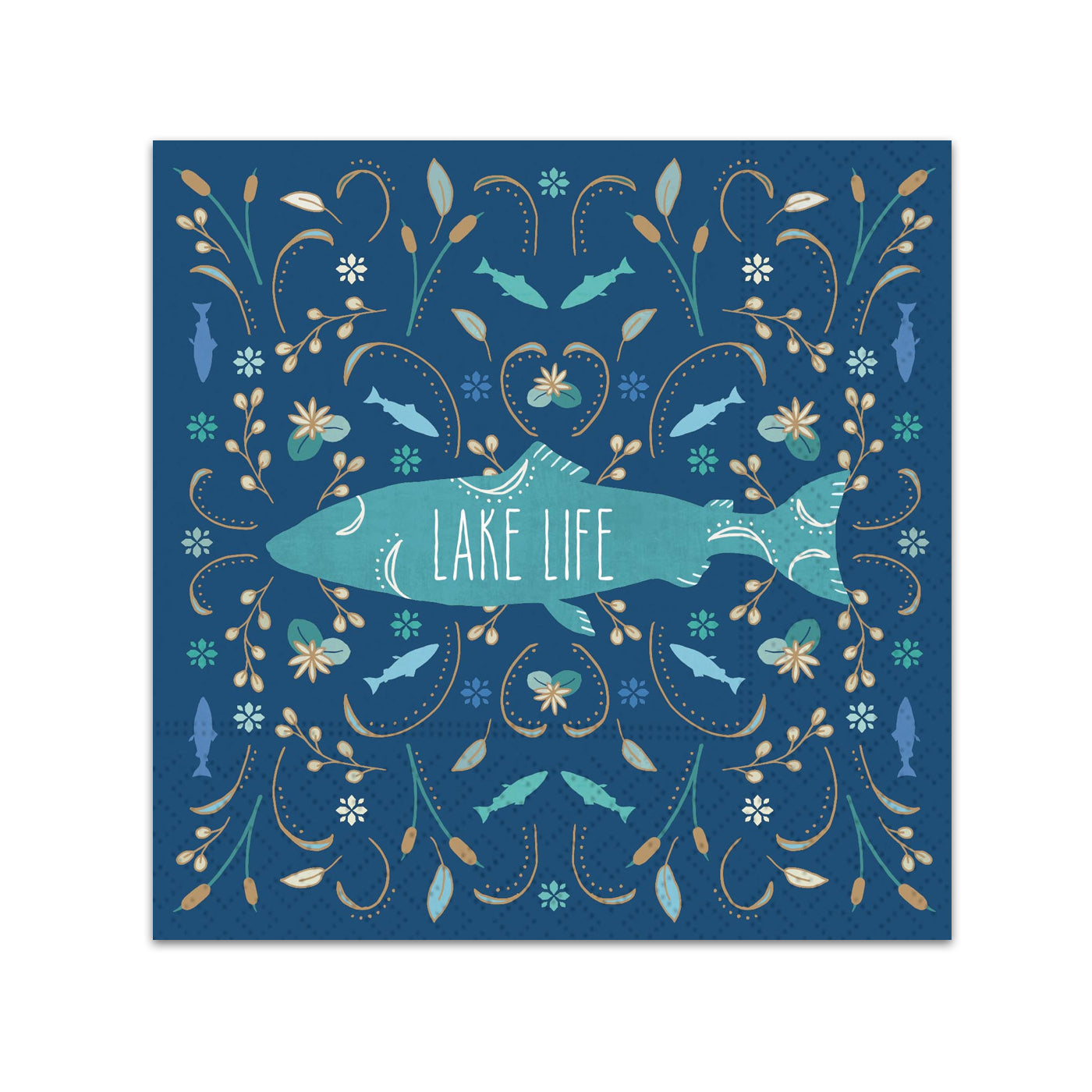 Happy Place Fishing at the Lake Paper Beverage Napkins