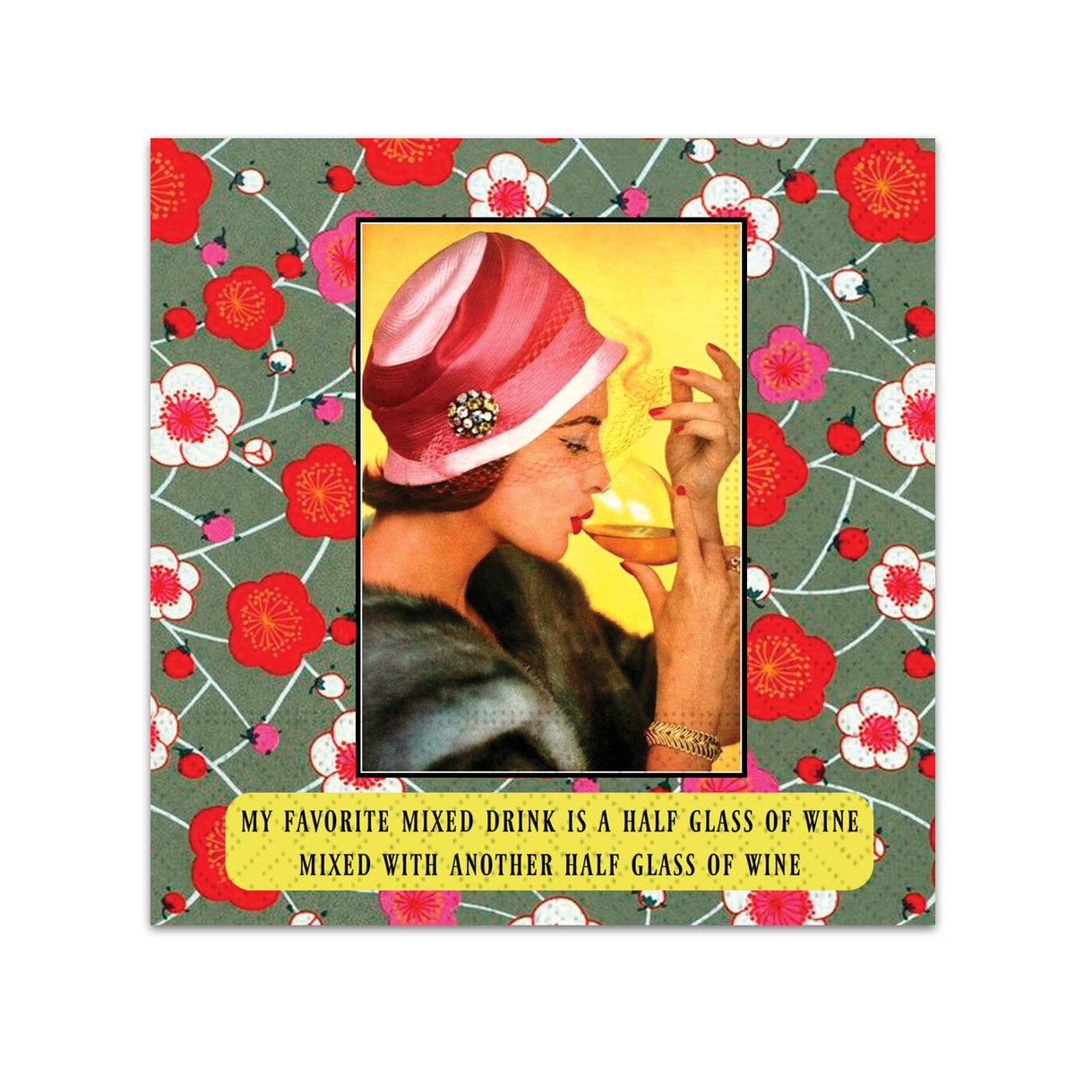 Half Glass of Wine Funny Cocktail Napkins