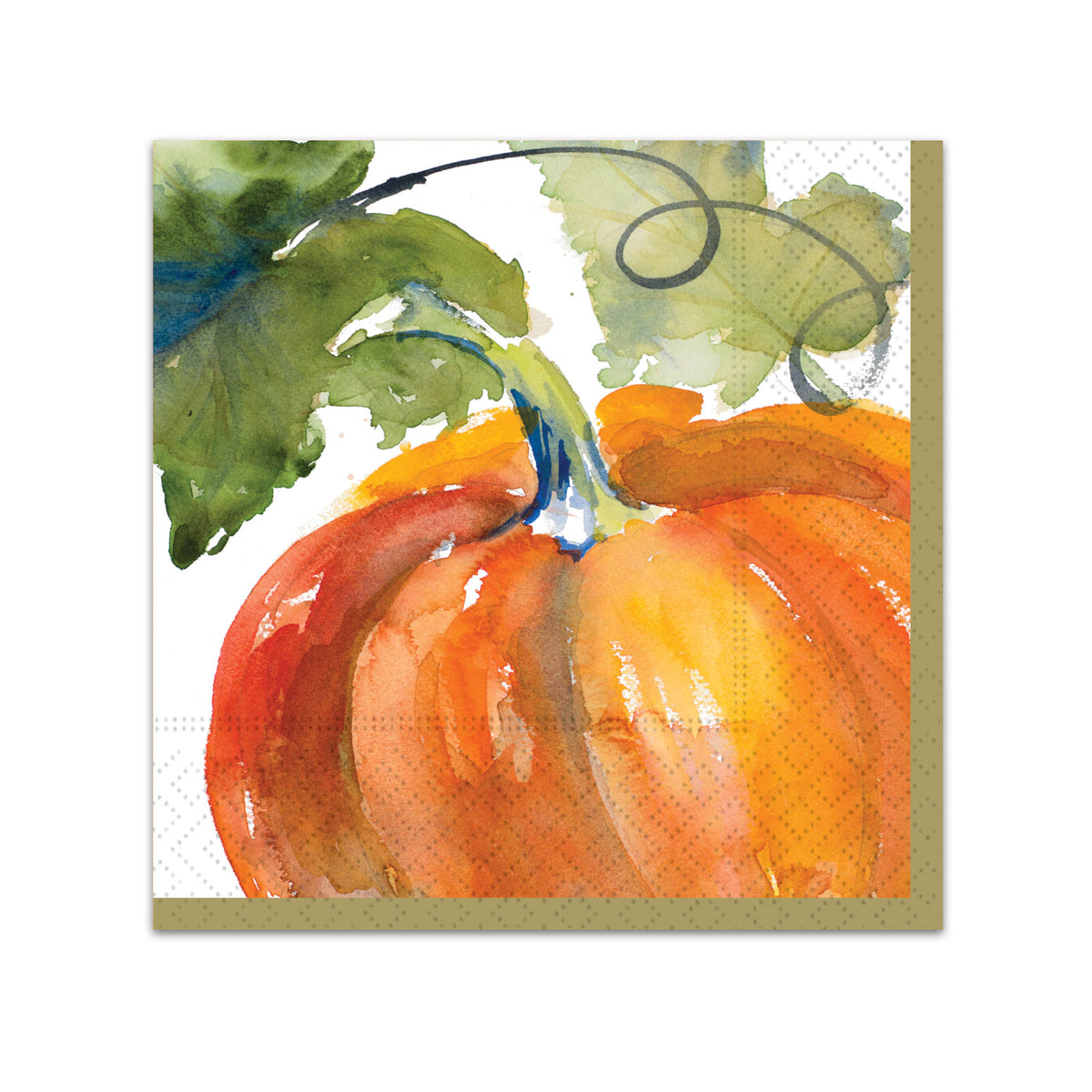 Watercolor Pumpkin Harvest Paper Beverage Napkins