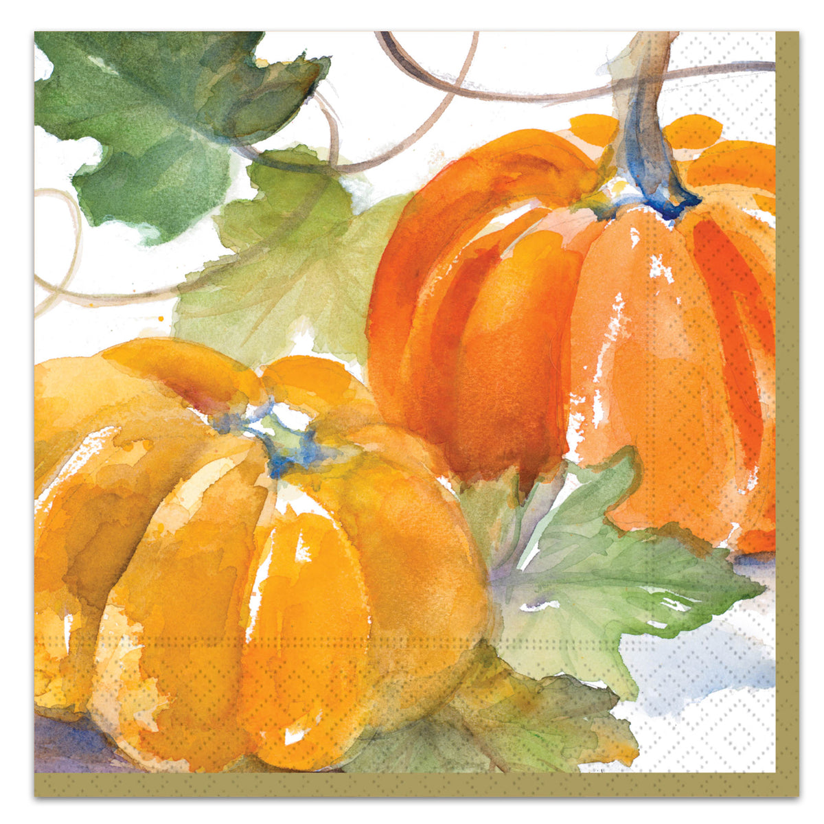 Watercolor Pumpkin Harvest Paper Luncheon Napkins