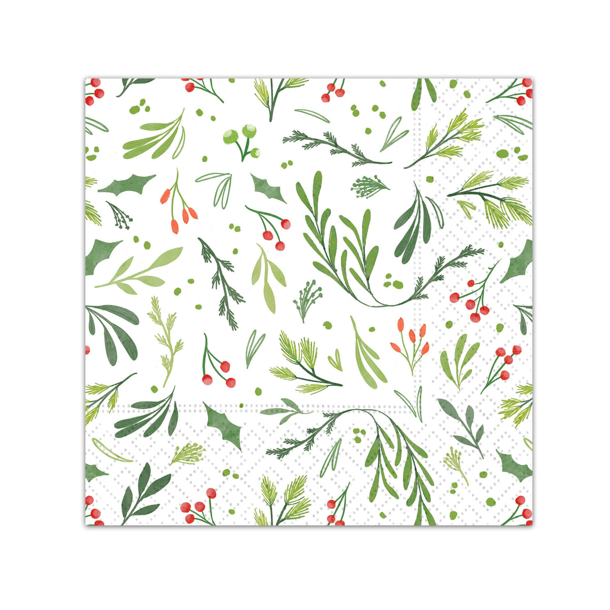 Festive Greenery Beverage Napkins