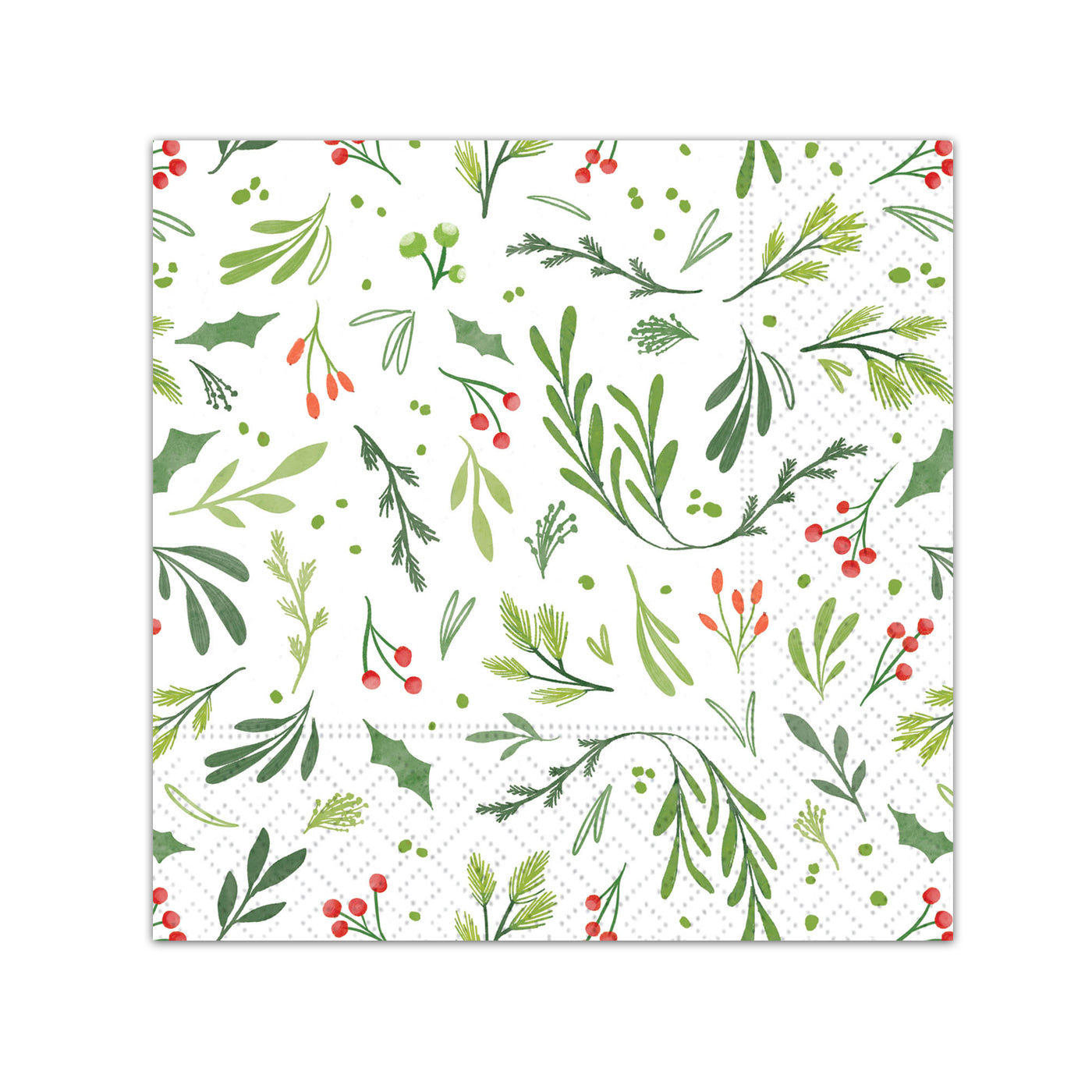 Festive Greenery Beverage Napkins