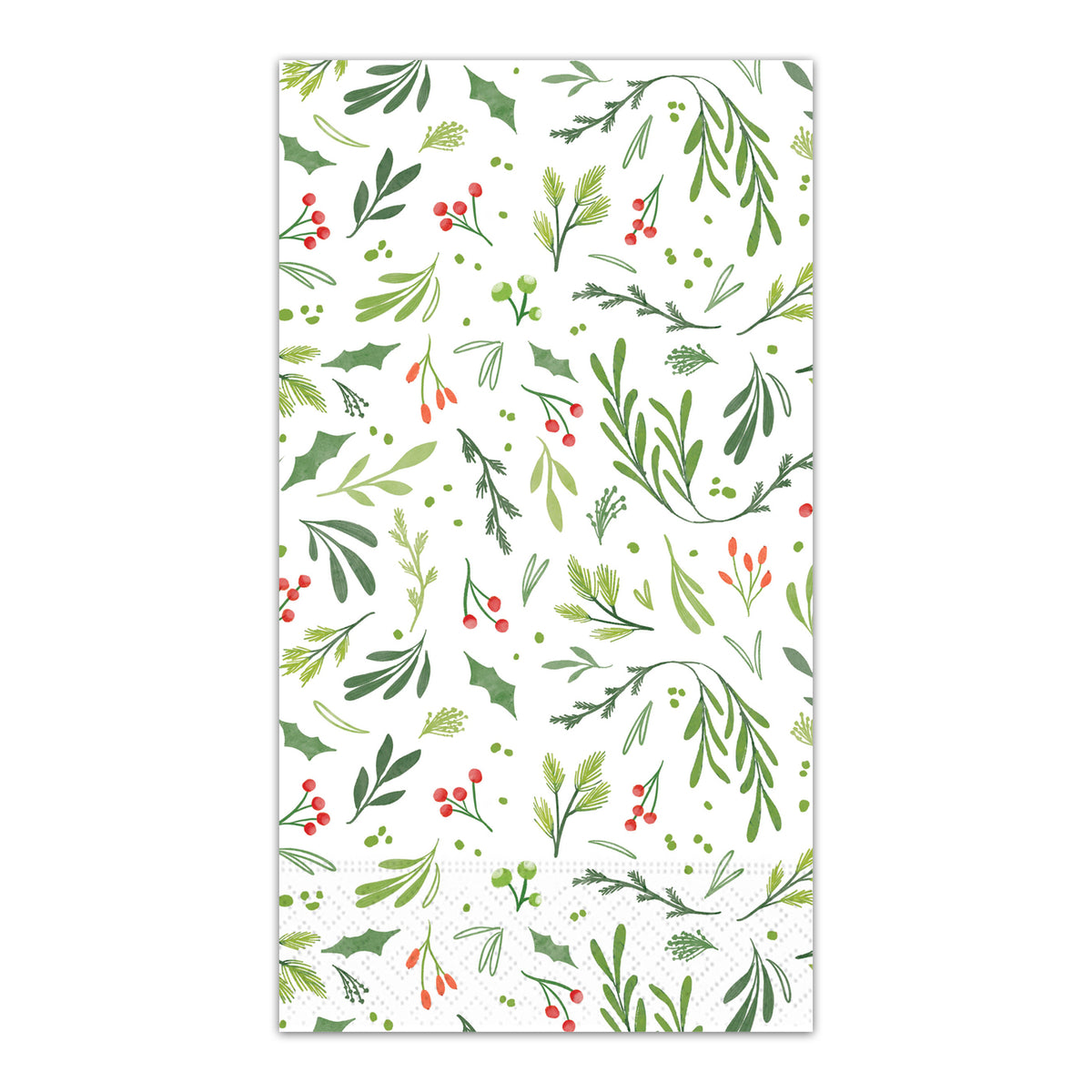 Festive Greenery Paper Guest Towels - Buffet Napkins
