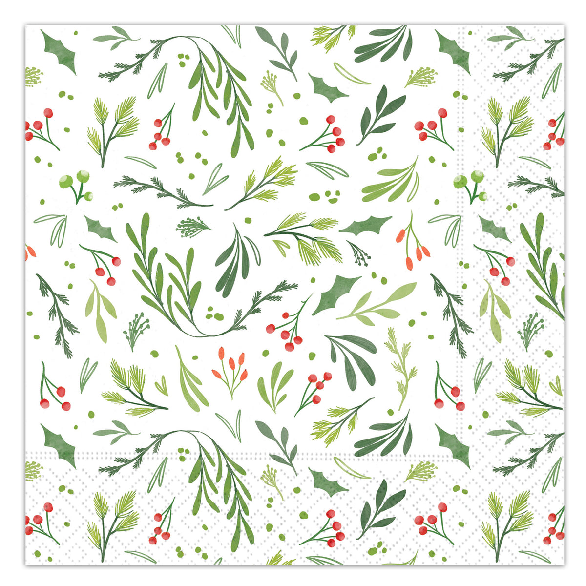 Festive Greenery Paper Luncheon Napkins