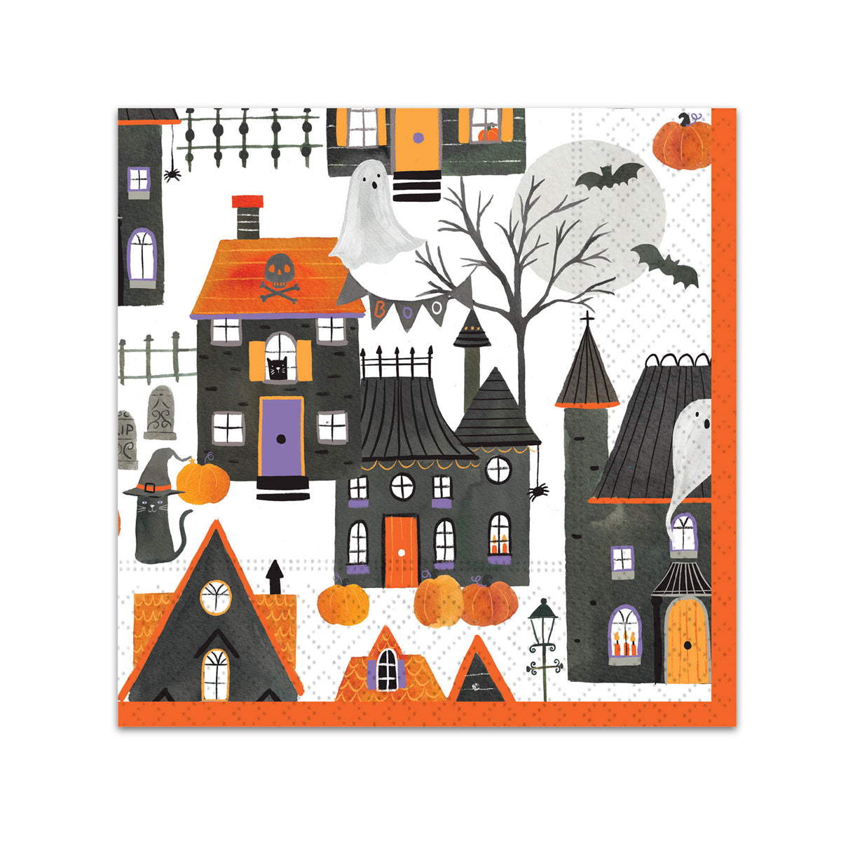 Spooky Neighborhood Paper Beverage Napkins