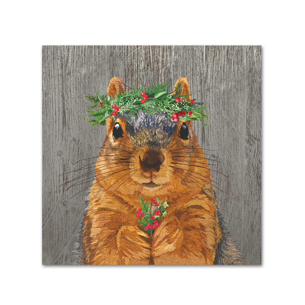 Winter Berry Squirrel Paper Beverage Napkins