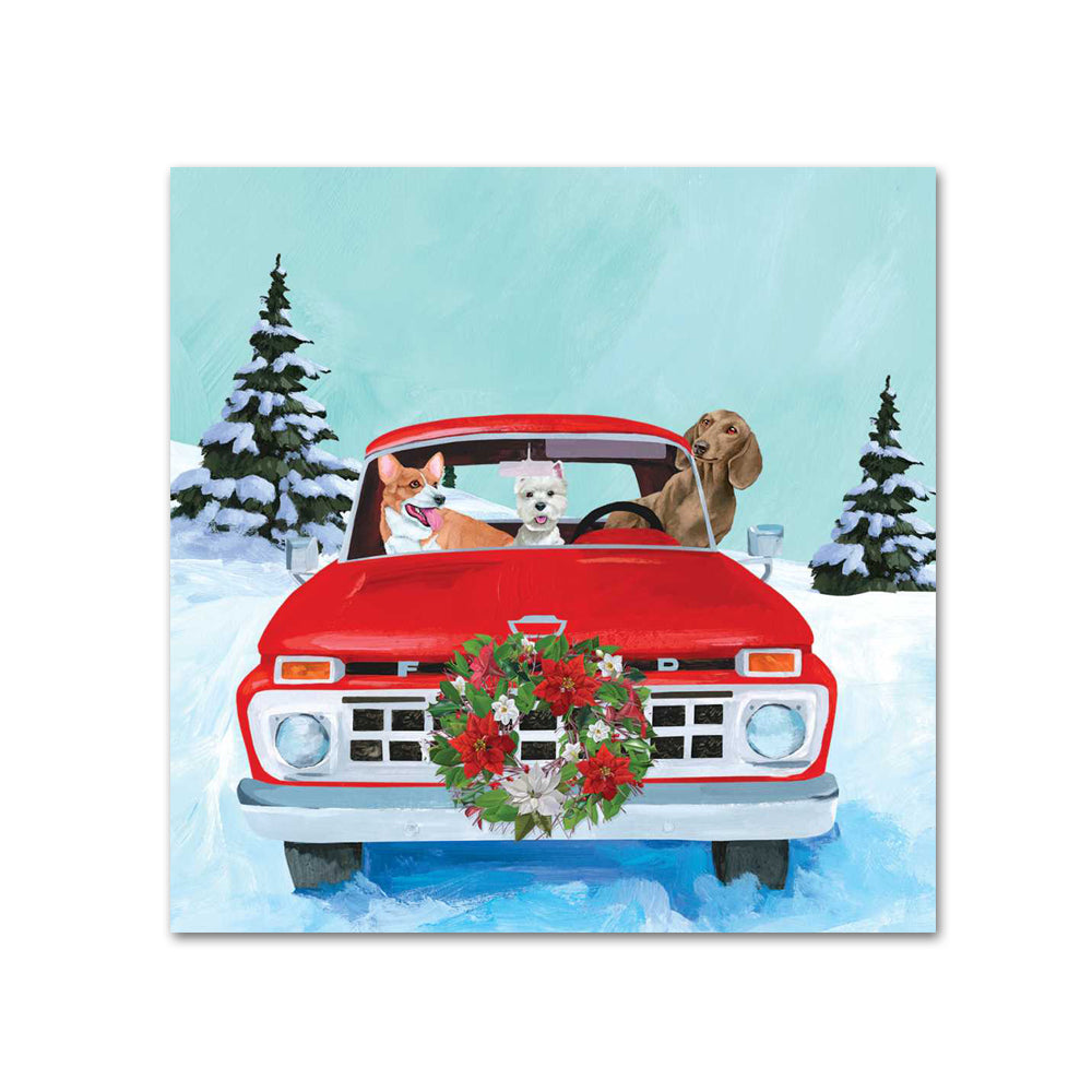 Pups Holiday Joy Ride Paper Beverage Napkins