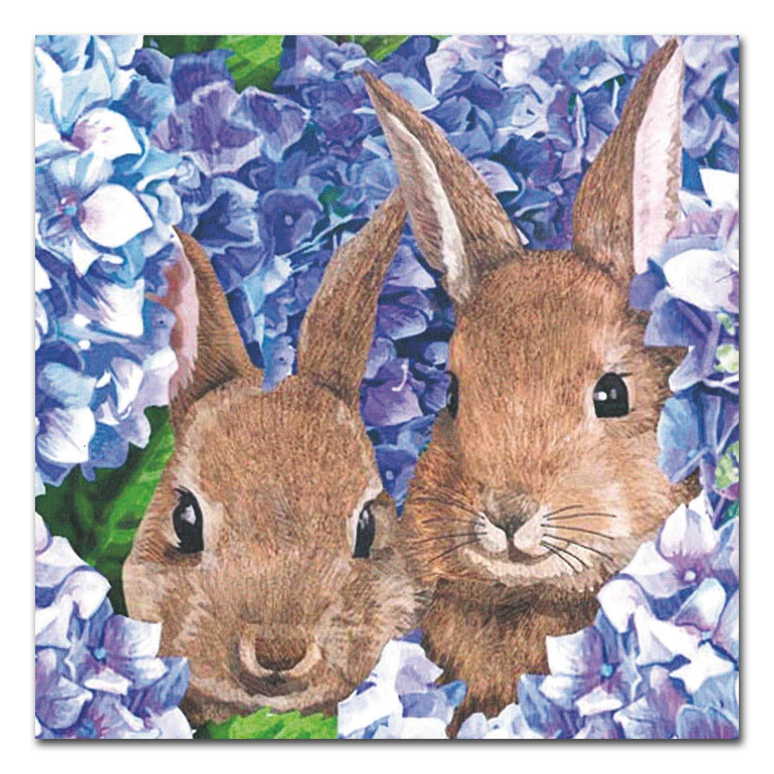 Hydrangea Bunnies Paper Luncheon Napkins