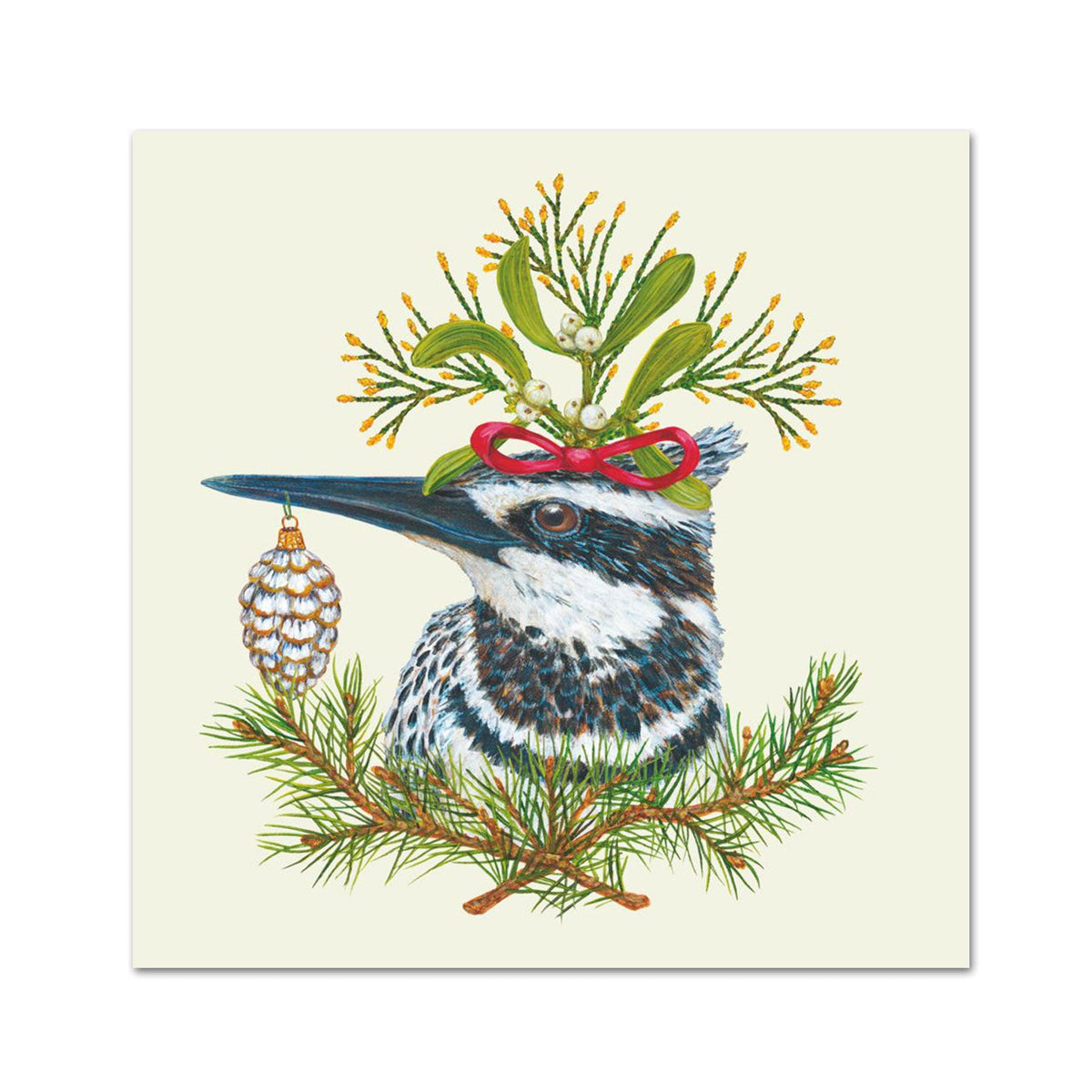 Holiday Kingfisher Bird Paper Beverage Napkins by Vicki Sawyer