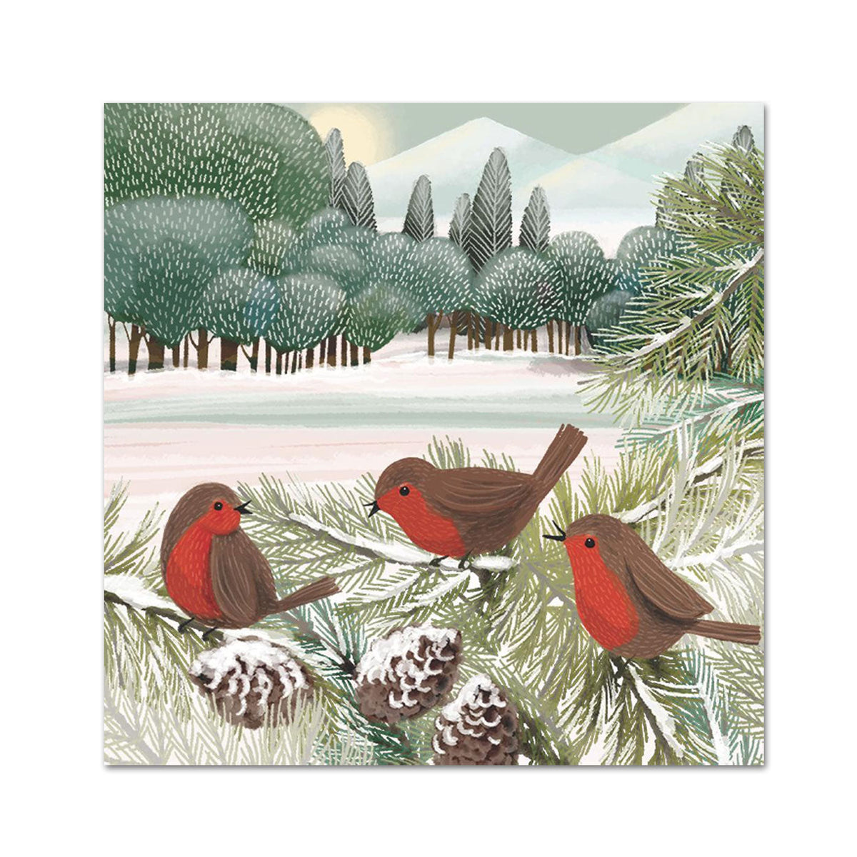 Winter Meadow Birds Paper Beverage Napkins