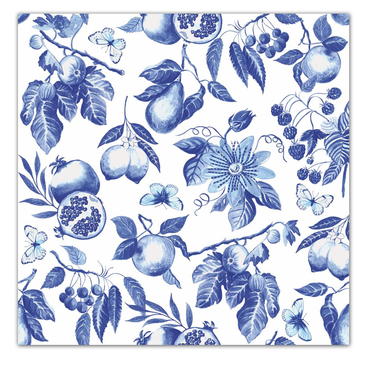 Blue Toile Fruits Paper Luncheon Napkins