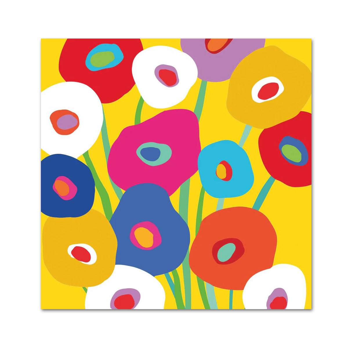 Super Blue Bloom Yellow Paper Beverage Napkins