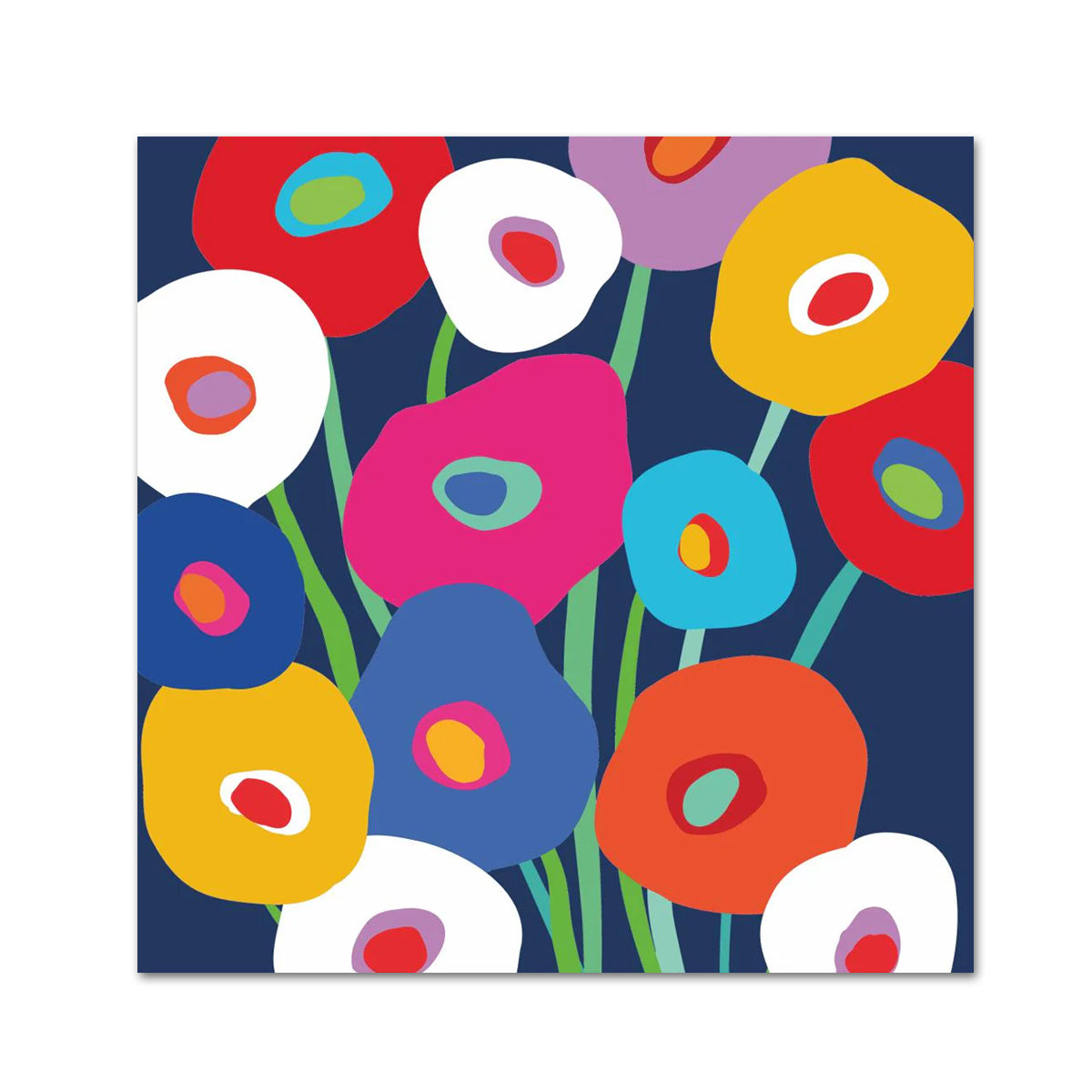 Super Bloom Blue Paper Beverage Napkins