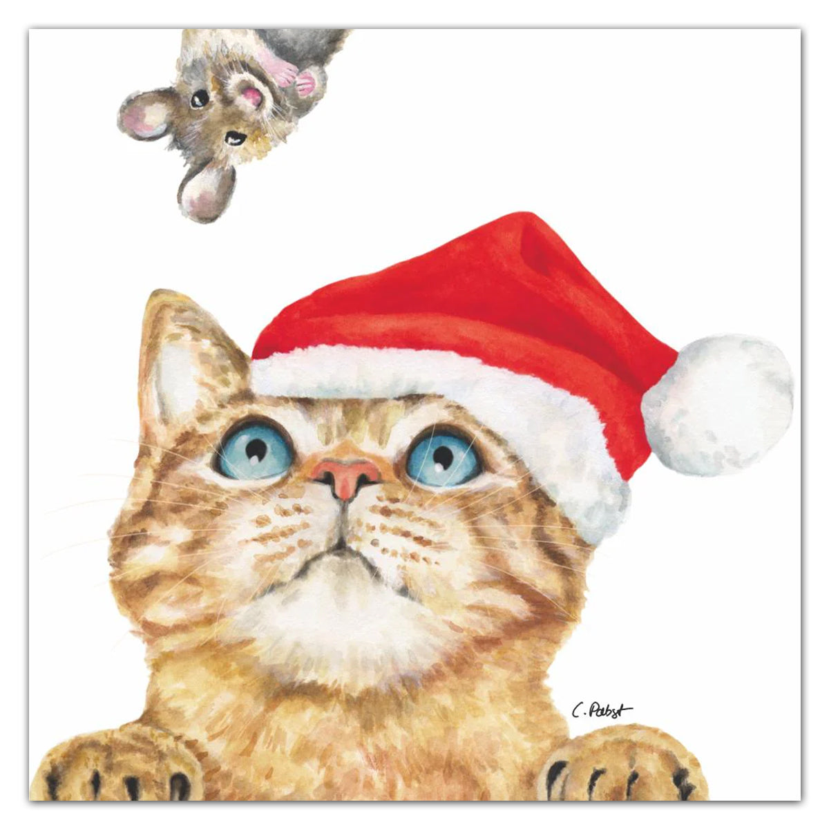 Who Are You? Cat & Mouse Holiday Paper Luncheon Napkins