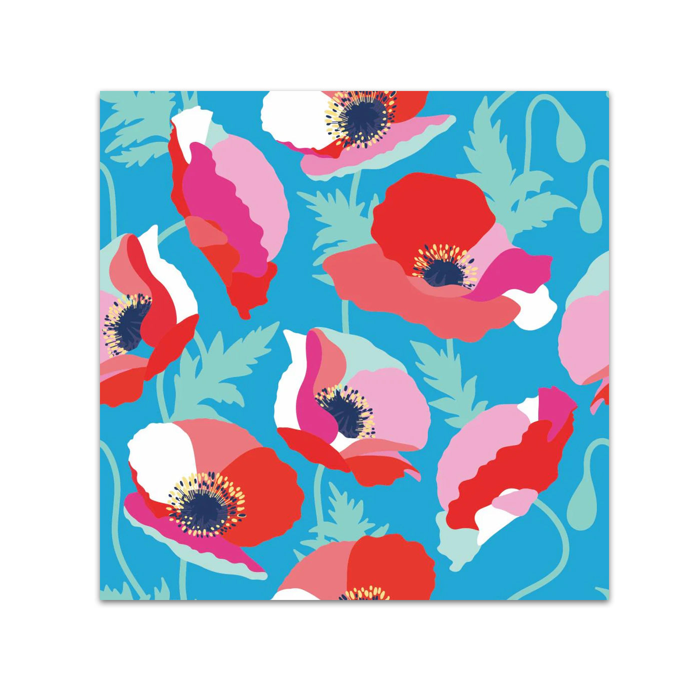 Toshiba Blue Floral Splash Paper Beverage Napkins