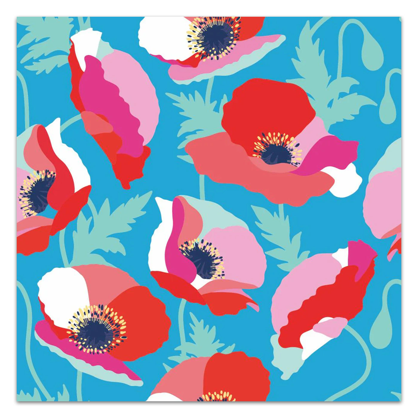Toshiba Blue Floral Splash Paper Luncheon Napkins