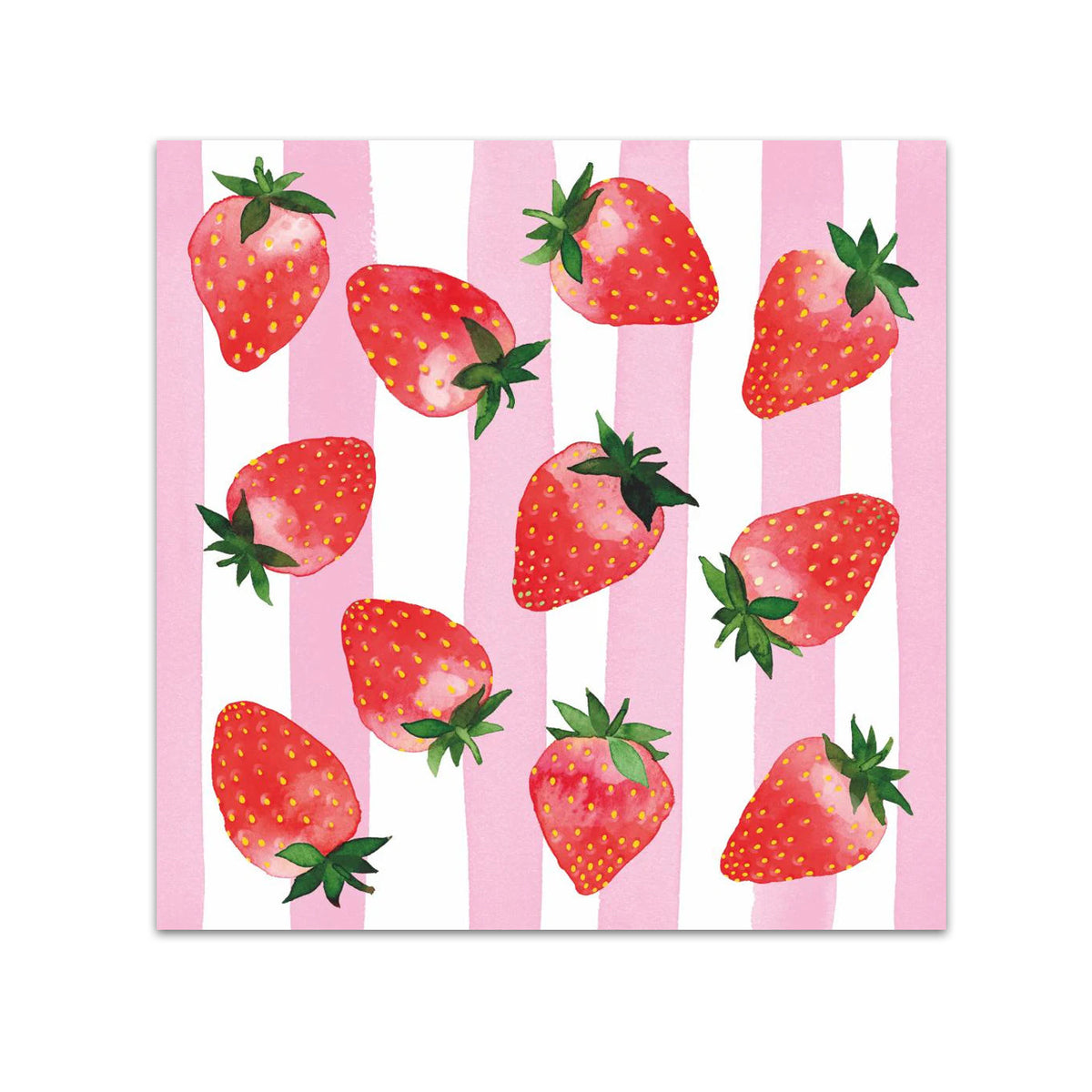 Strawberries & Stripes Paper Beverage Napkins