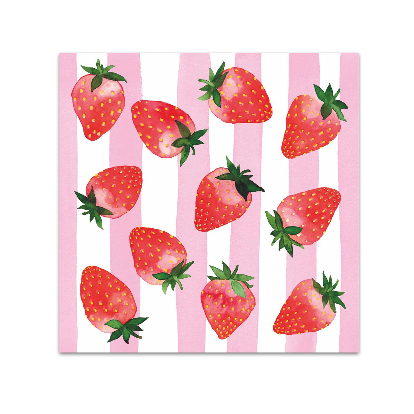 Strawberries & Stripes Paper Beverage Napkins