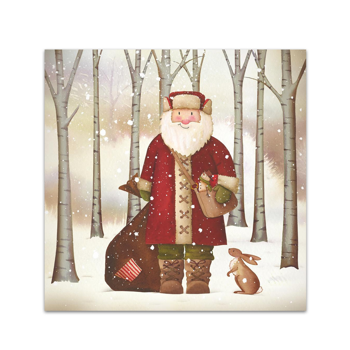 Forest Santa Paper Beverage Napkins