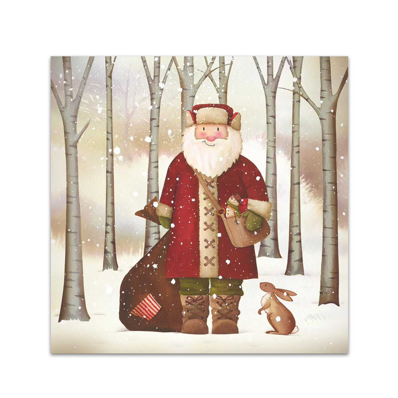 Forest Santa Paper Beverage Napkins