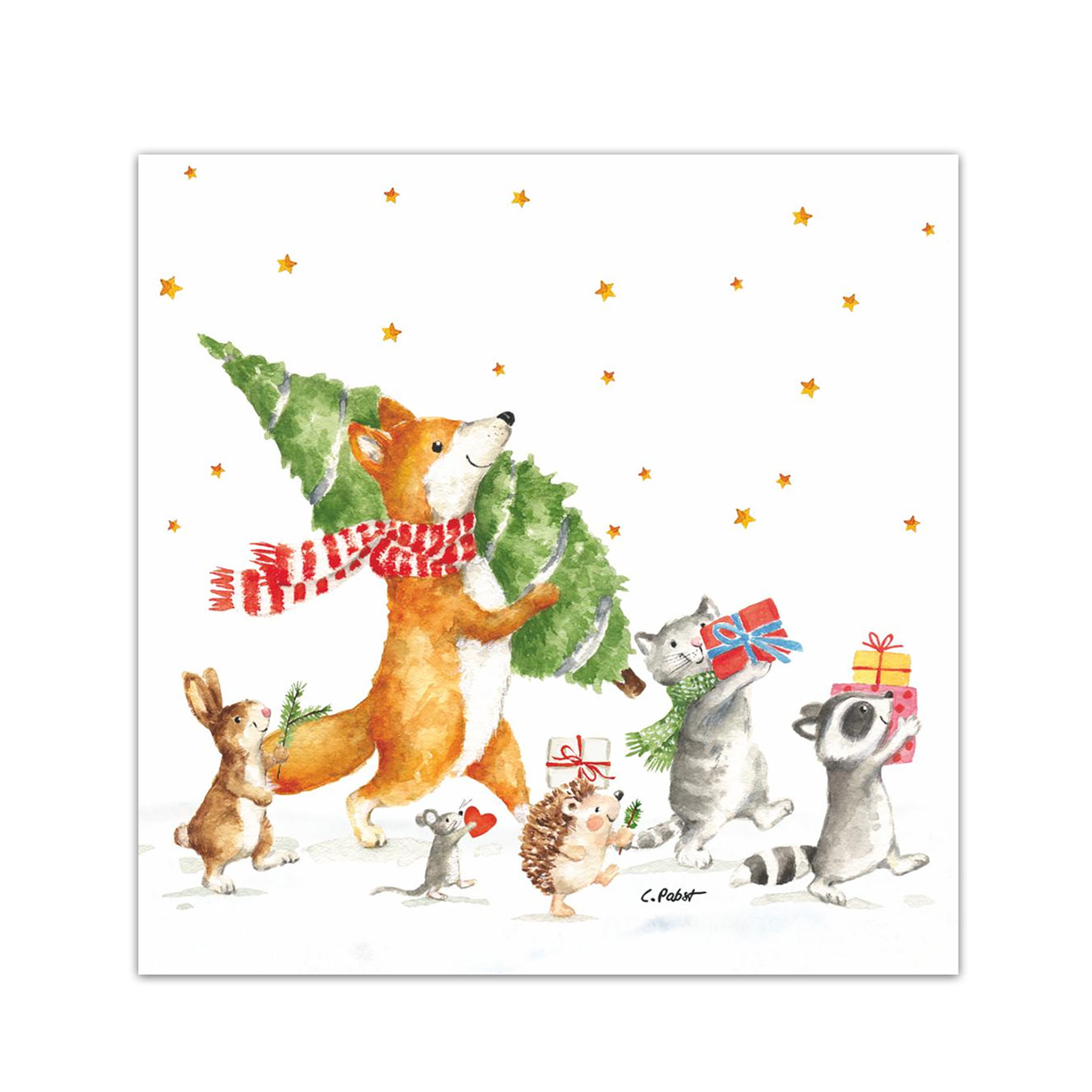 Forest Christmas Parade Paper Beverage Napkins