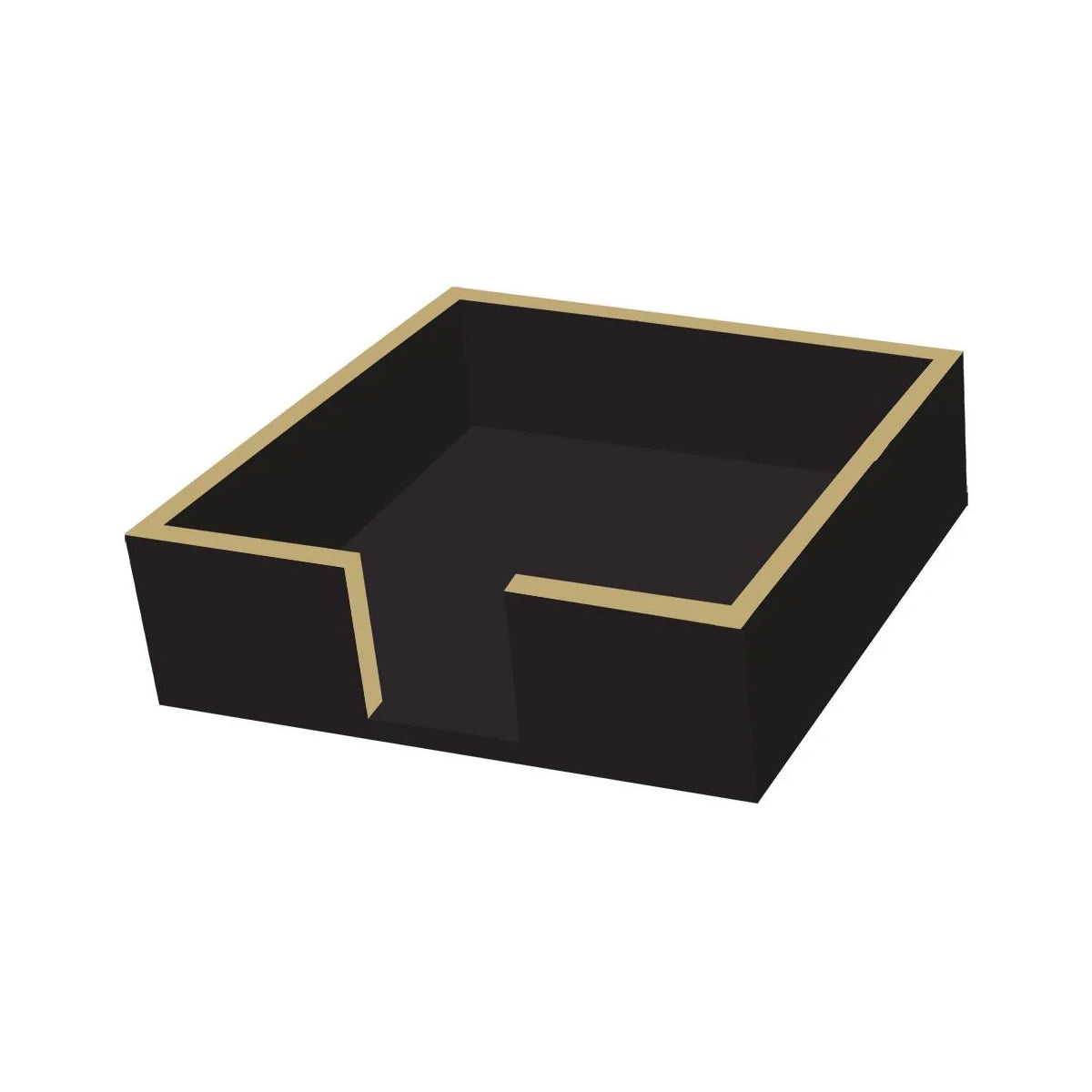 Beverage Napkin Holder Black with Gold Border