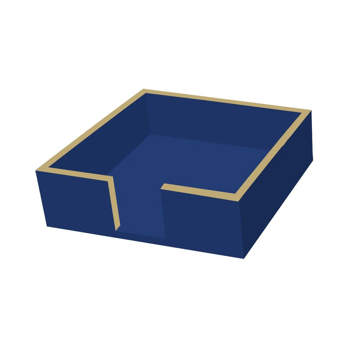 Beverage Napkin Holder Navy with Gold Trim