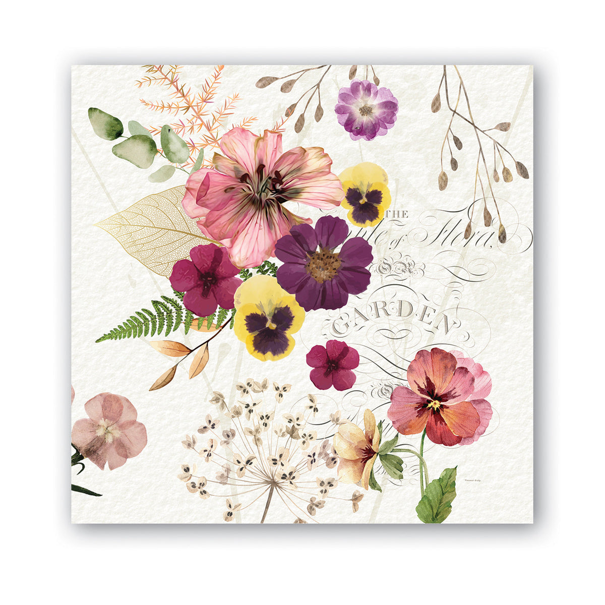 Pressed Flowers Paper Beverage Napkins