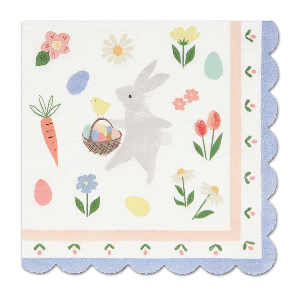 Easter Bunny Garden Scalloped Paper Luncheon Napkins