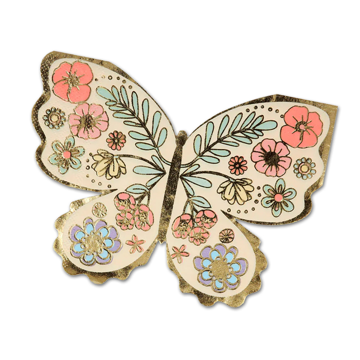 Floral Butterfly Shaped Paper Napkins