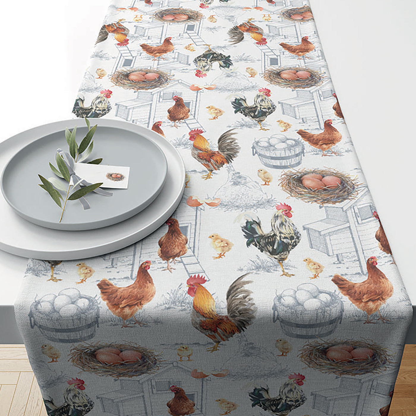 Chicken Farm Cotton Table Runner