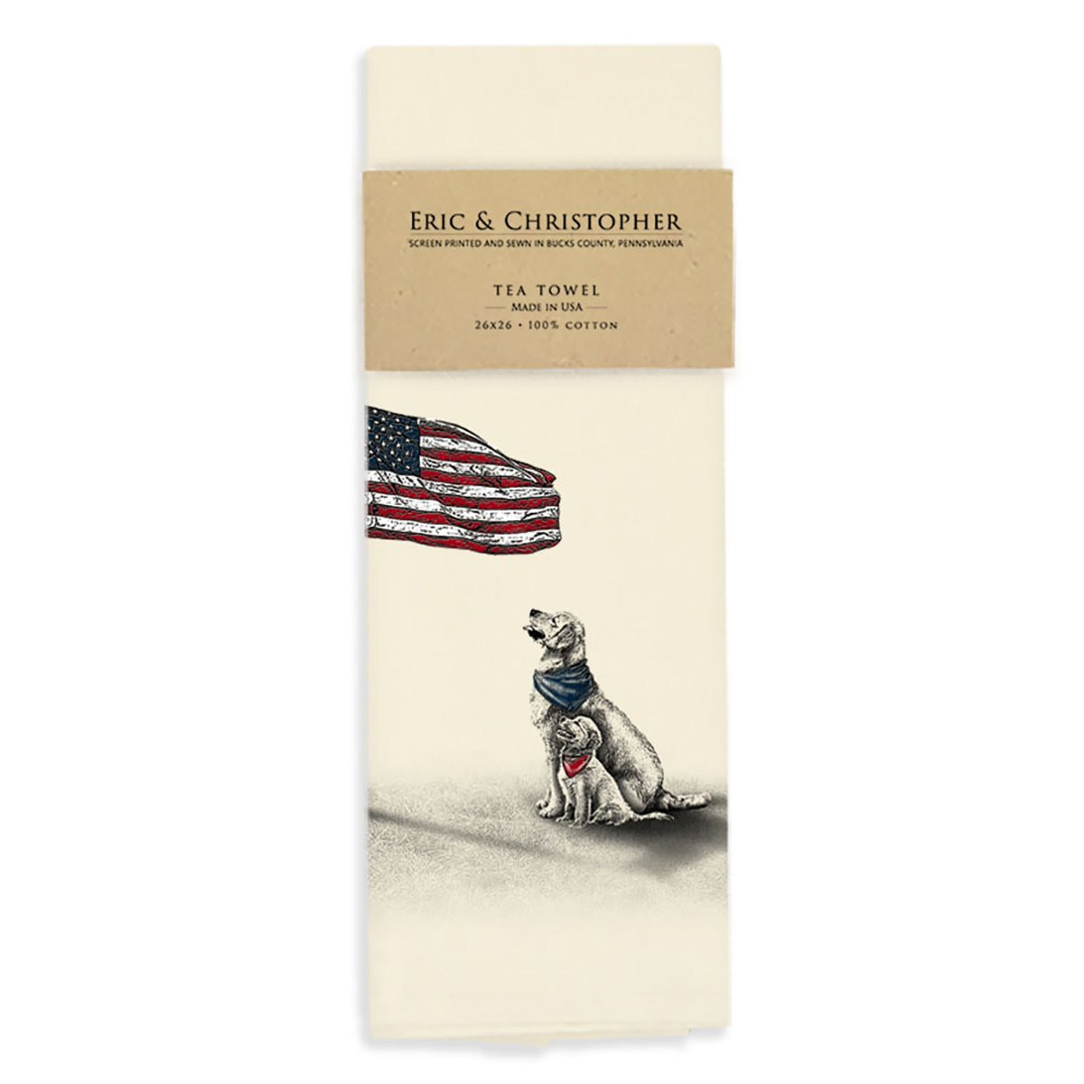 Patriotic Goldens Kitchen Towel by Eric & Christopher