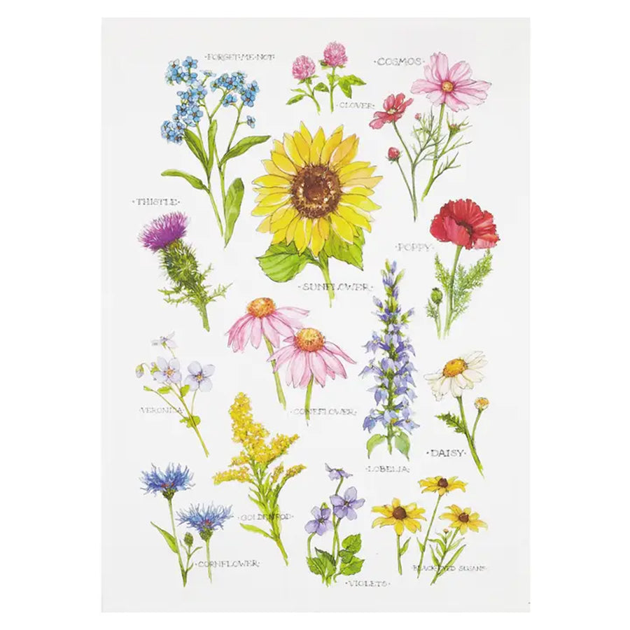 Wild Flowers Field Guide Cotton Kitchen Towel