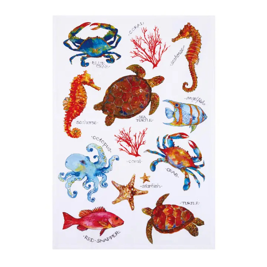 Sea Life Field Guide Cotton Kitchen Towel