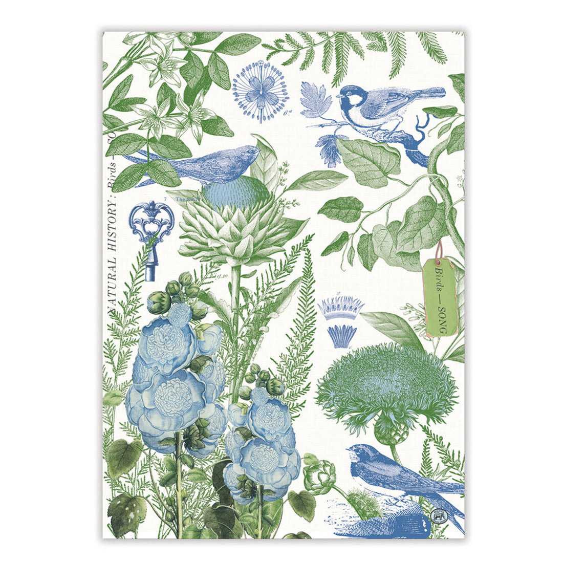 Azure Blue Birds & Cotton Floral Kitchen Towel