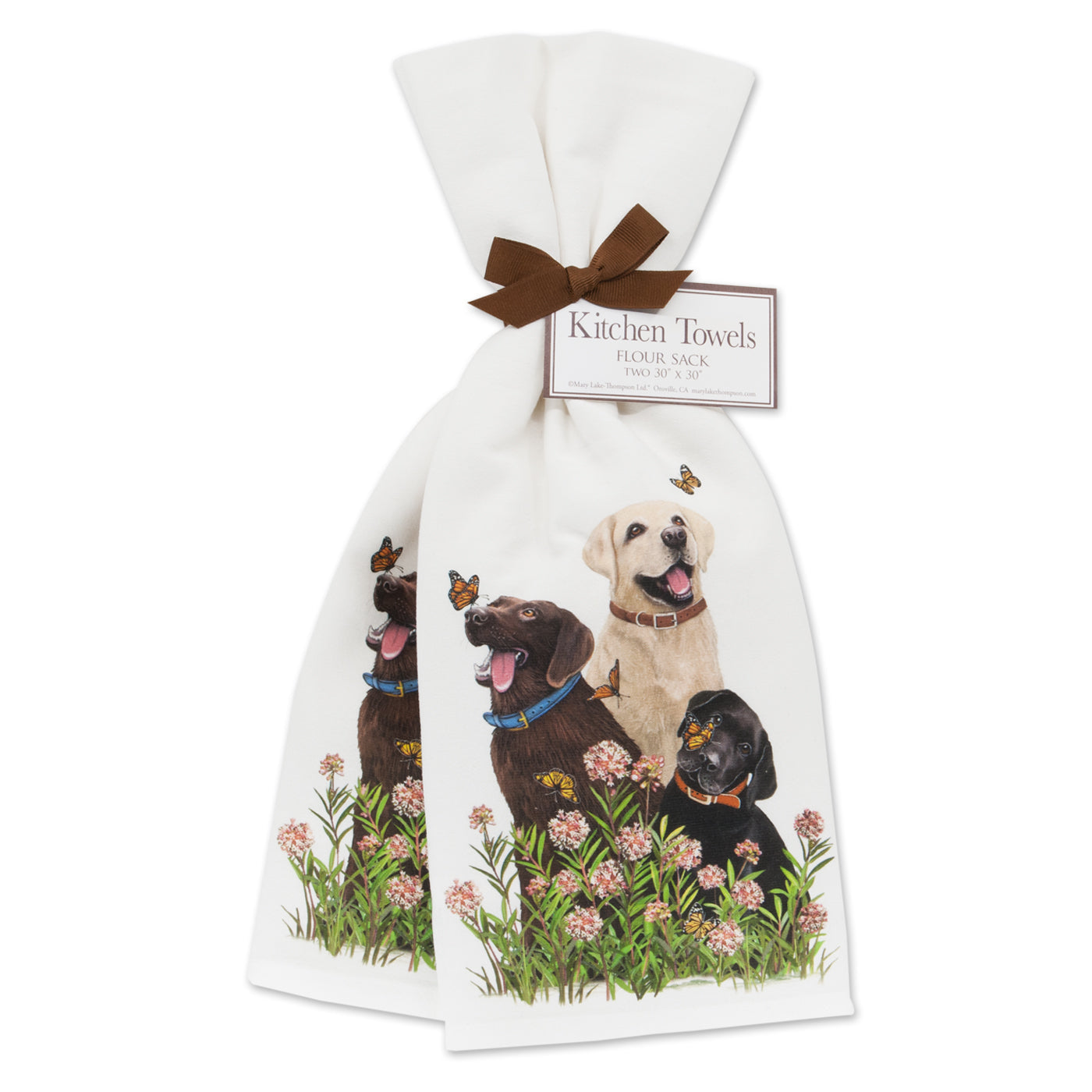 Trio of Labradors Cotton Kitchen Towels  Set of 2