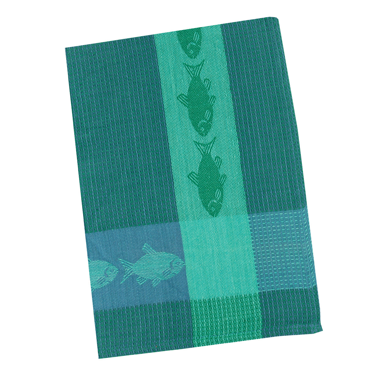 Fish Blue & Green Waffle Weave Kitchen Towel