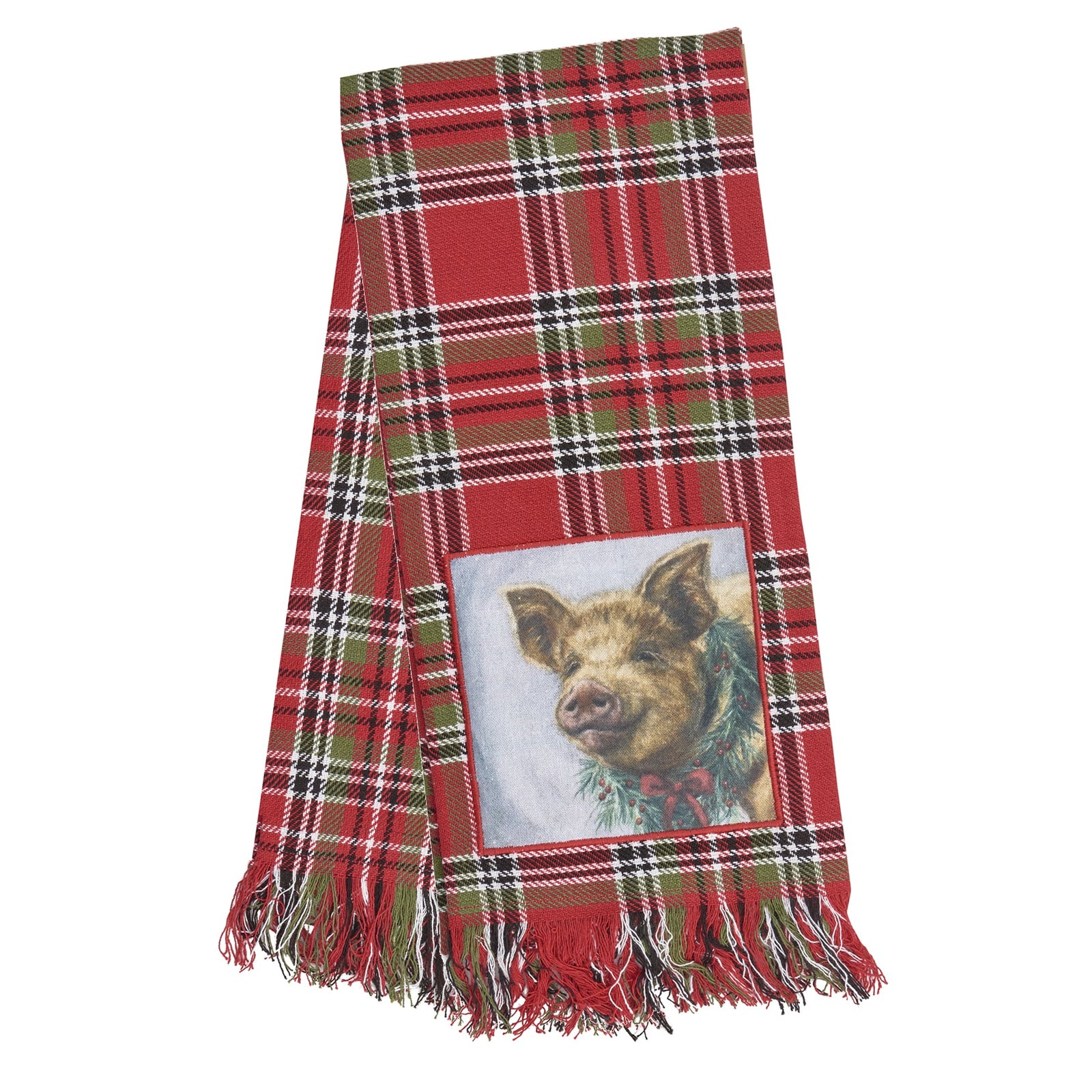 Holiday Pig Plaid Kitchen Towel