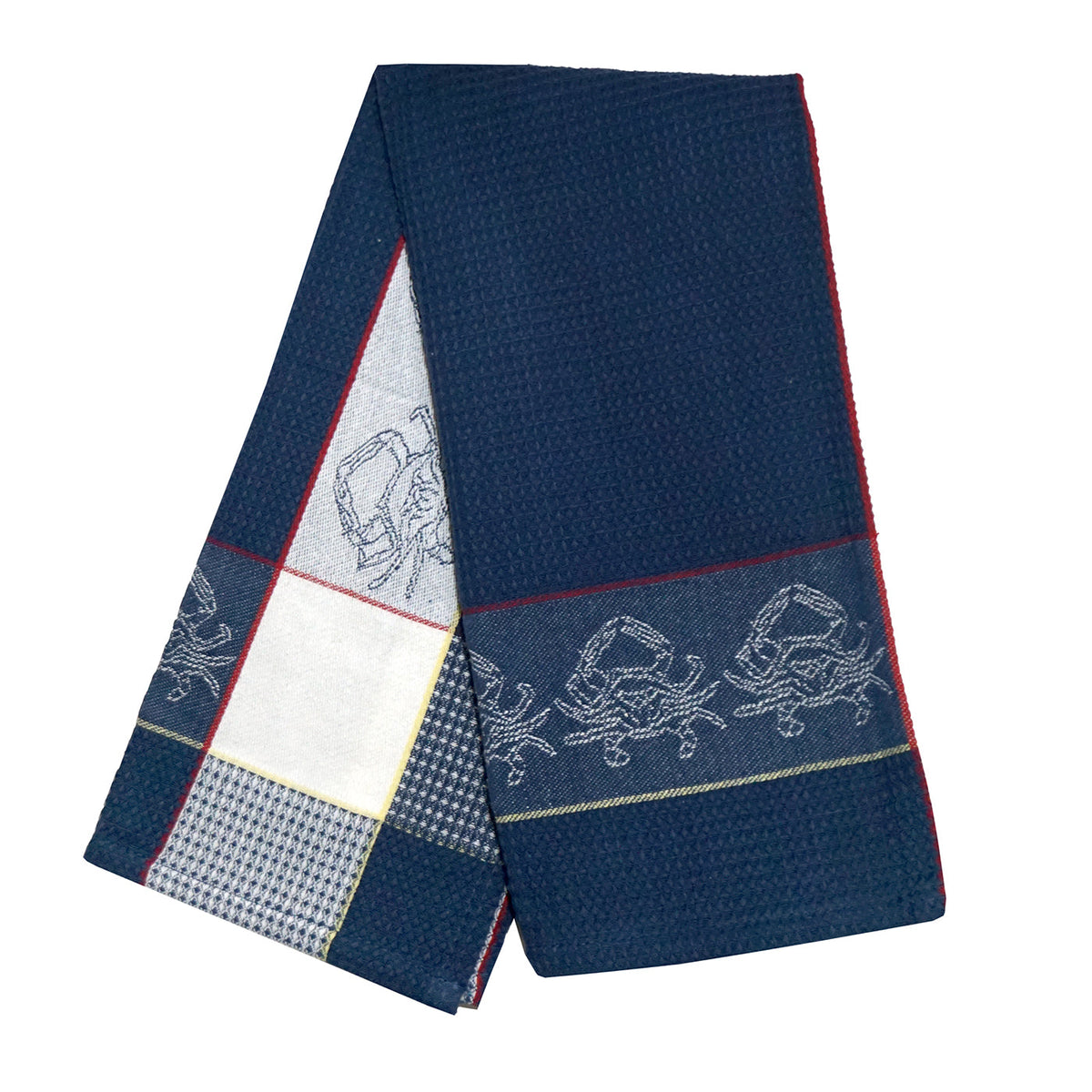 Crabs Navy Blue Jacquard Waffle Weave Kitchen Towel