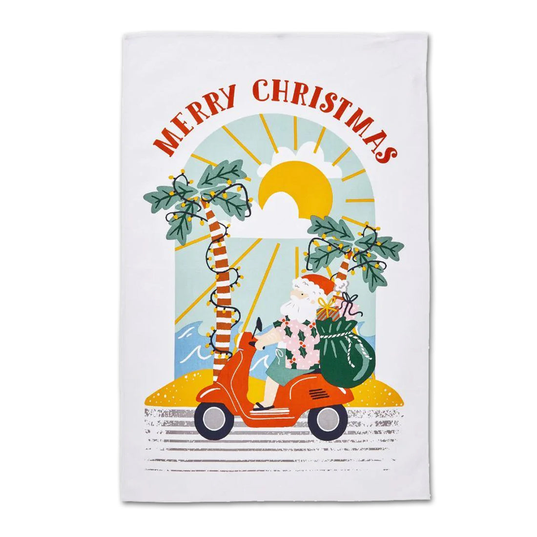 Sunny Santa Cotton Tea Towel