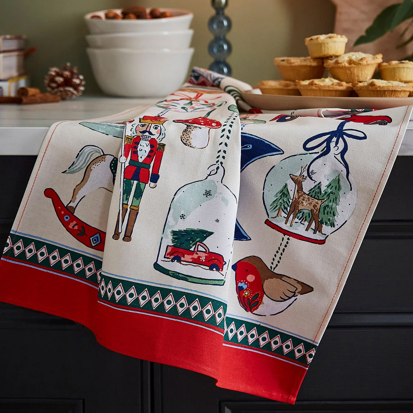Christmas Ornaments Cotton Kitchen Towel