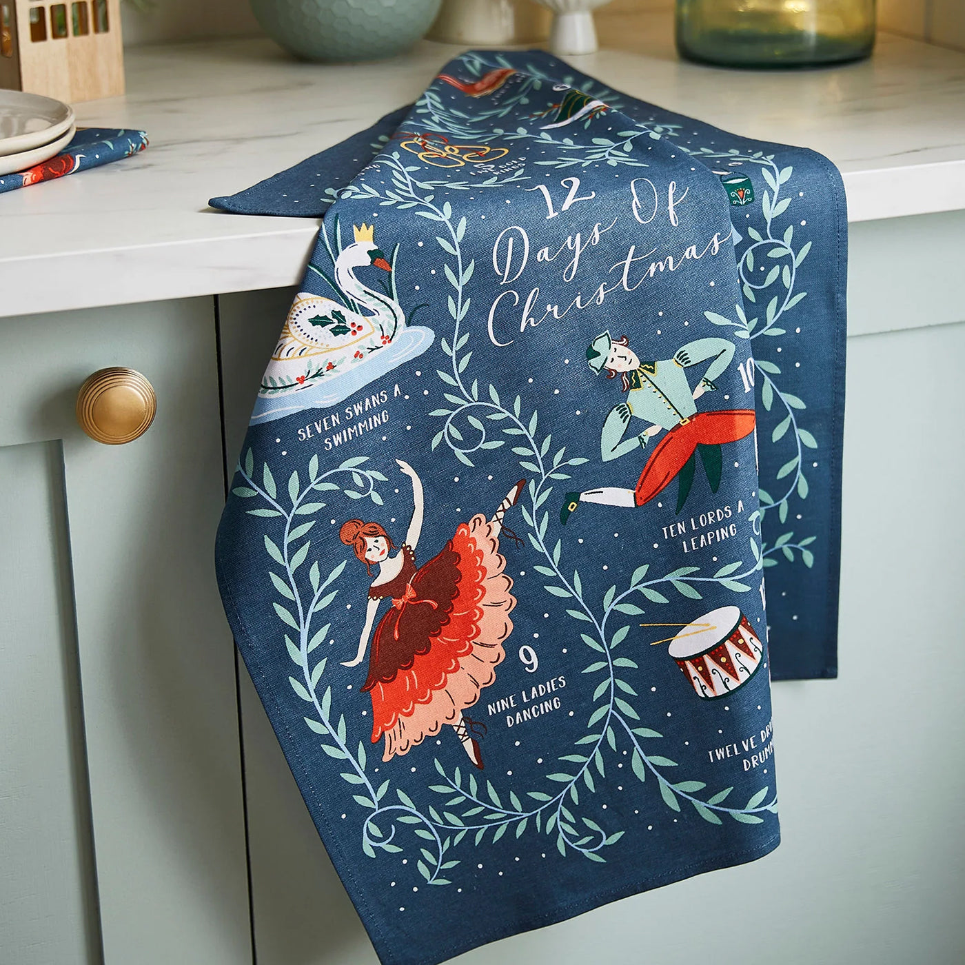 Twelve Day of Christmas Cotton Kitchen Towel