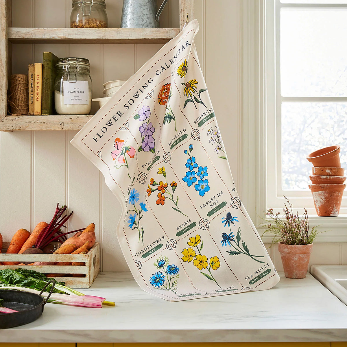 Time to Grow Flowers Cotton Kitchen Towel
