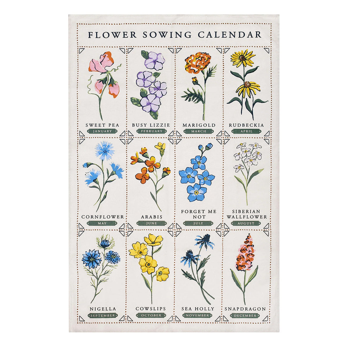Time to Grow Flowers Cotton Kitchen Towel