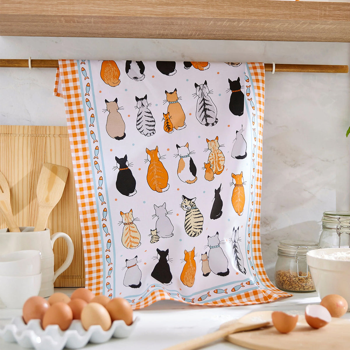 Cats in Waiting Cotton Kitchen Towel