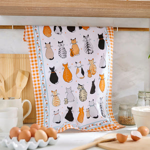 Cats in Waiting Cotton Kitchen Towel
