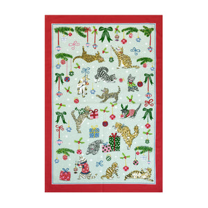 Christmas Morning Cat Patrol Cotton Kitchen Towel