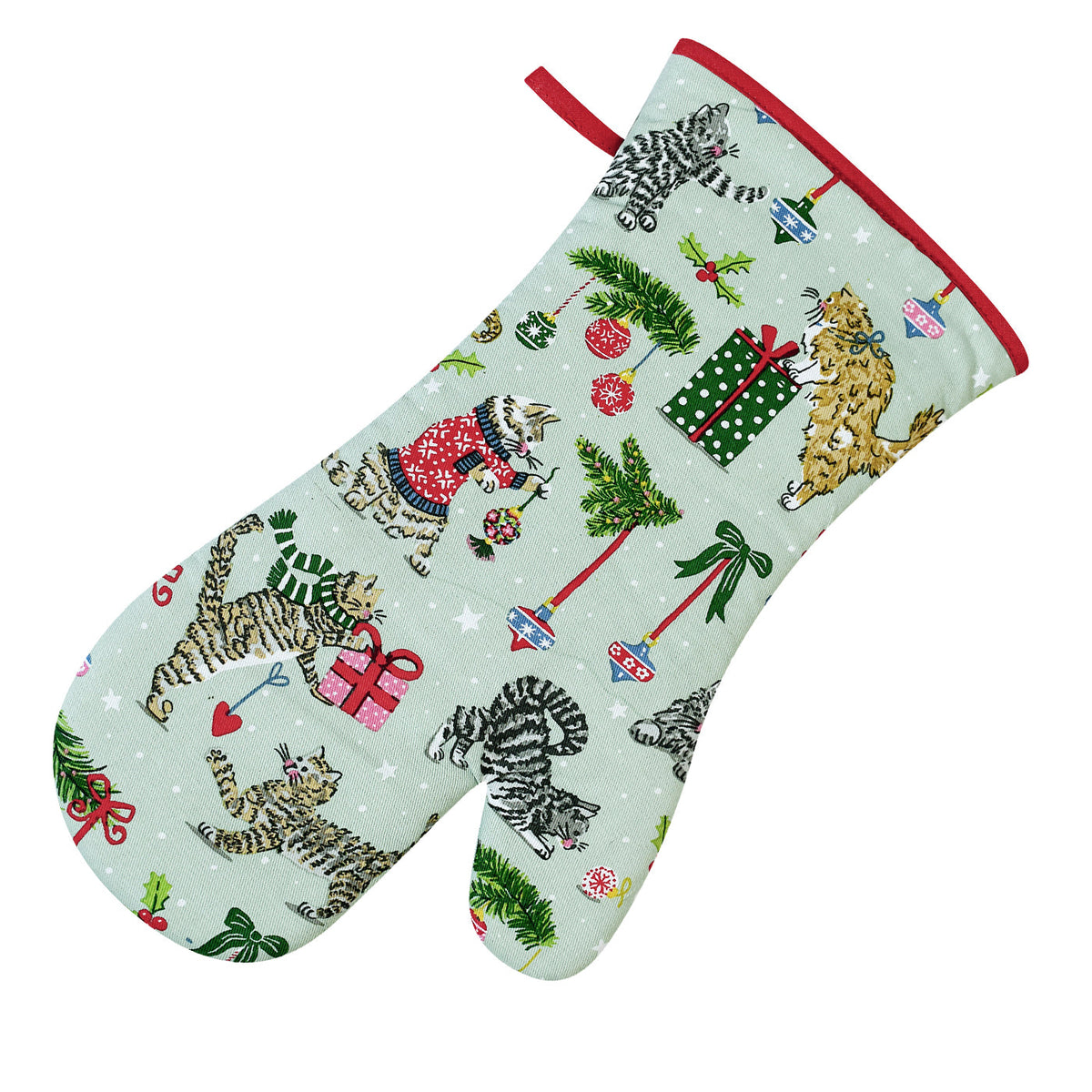 Christmas Morning Cat Patrol Oven Mitt