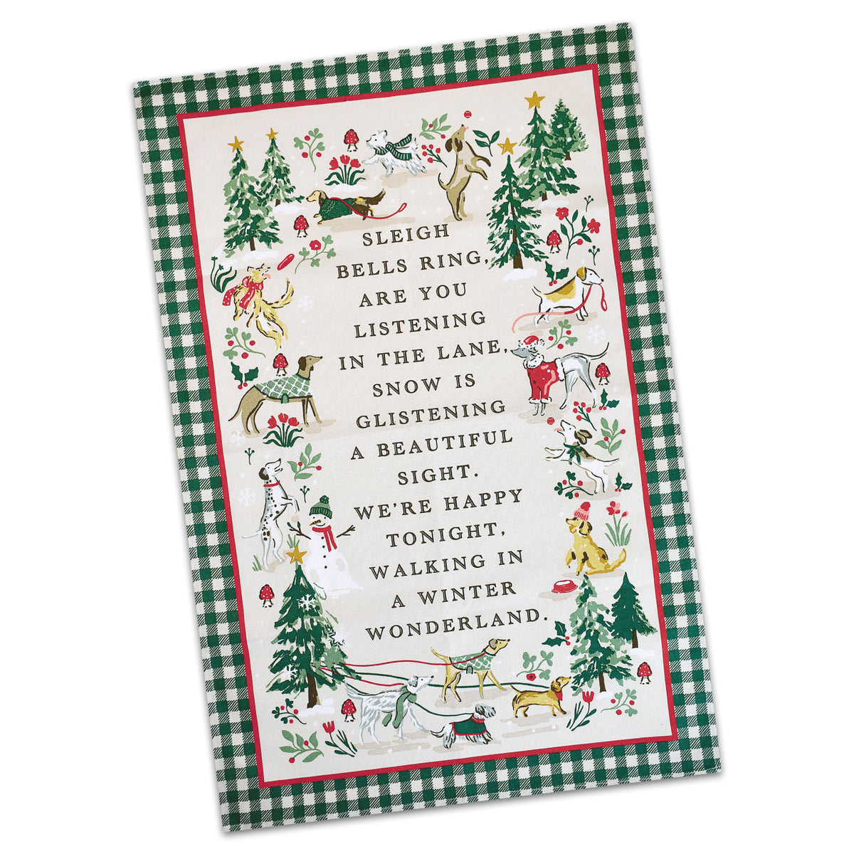 Christmas Dog Walkies Cotton Kitchen Towel